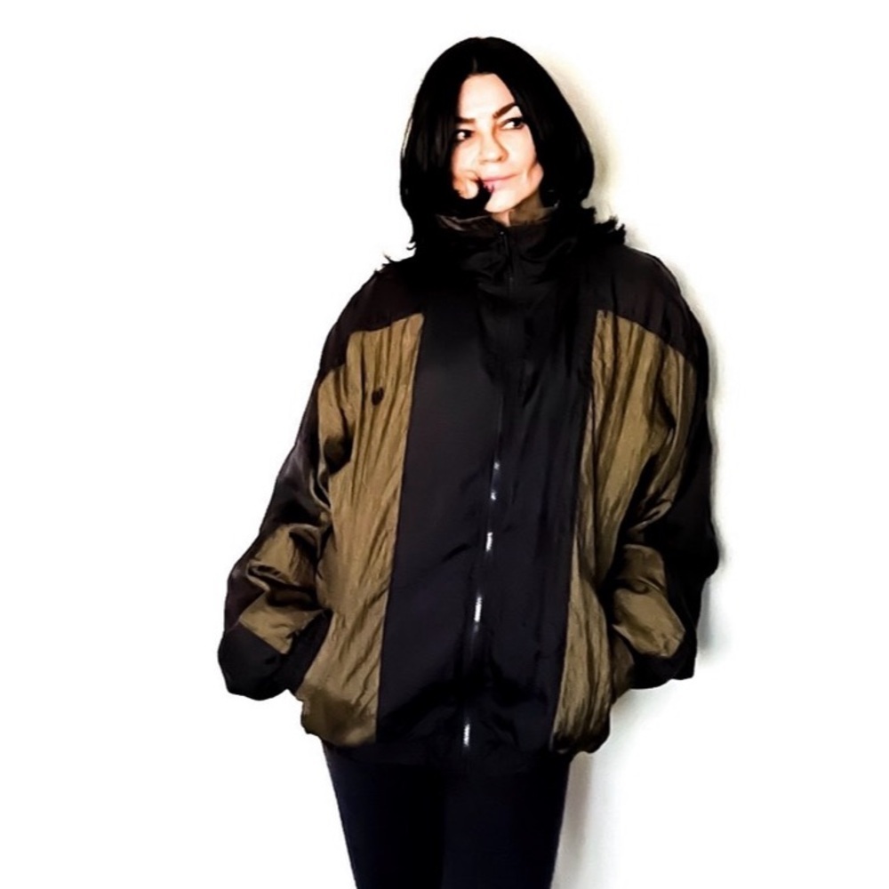 Vintage Givenchy Logo Bomber Windbreaker Jacket Olive & Navy L - Picture 8 of 16